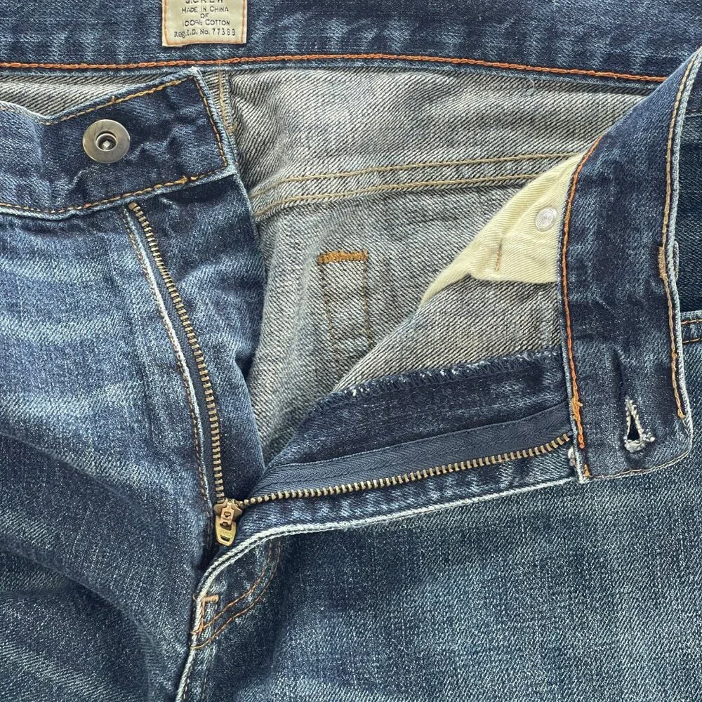 J.Crew Vintage Bootcut Denim Blue Jeans Men's 34x32 Wash 100% Cotton